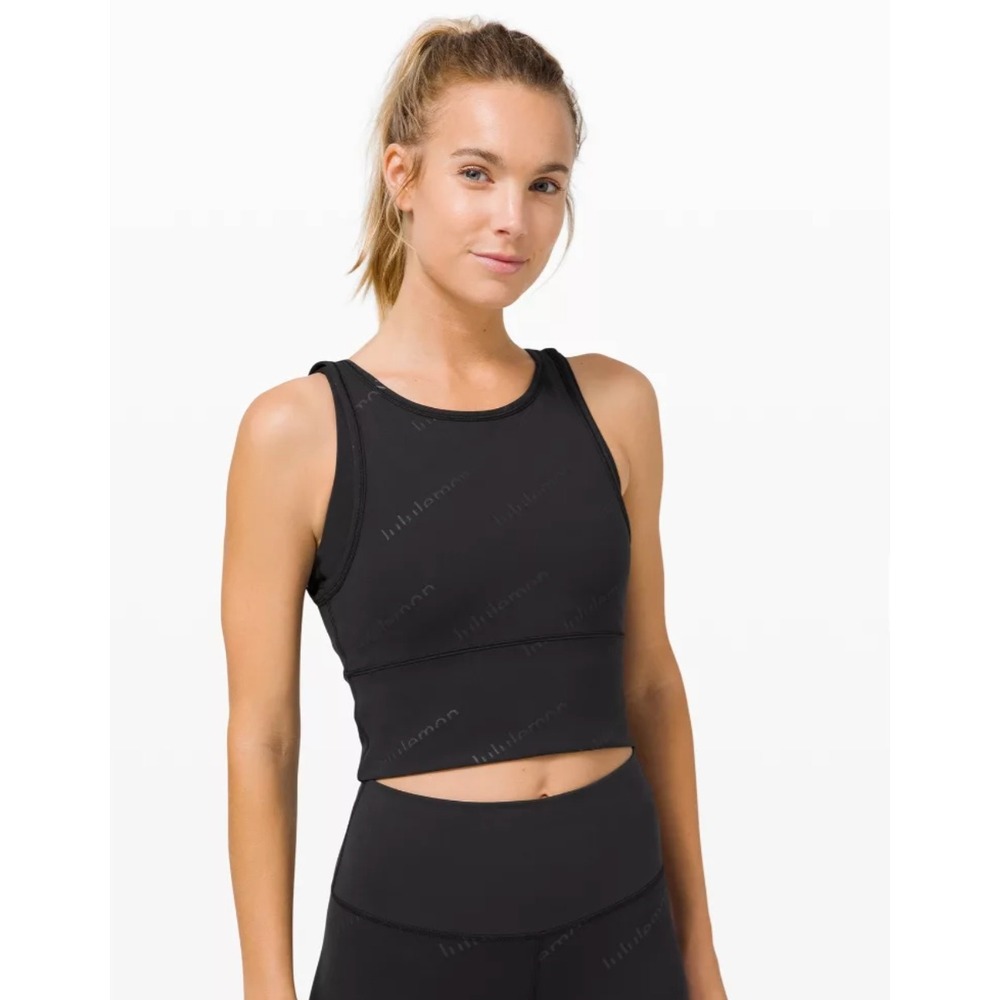 Lululemon Power Pivot Tank Special Edition Black Embossed‎ Everlux Size 8 EUC